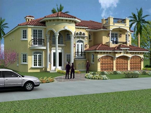 Mediterranean House Plan 55801 with 6 Beds, 6 Baths, 3 Car Garage Elevation