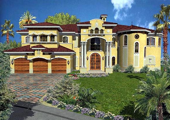 Mediterranean House Plan 55806 with 6 Beds, 8 Baths, 3 Car Garage Elevation