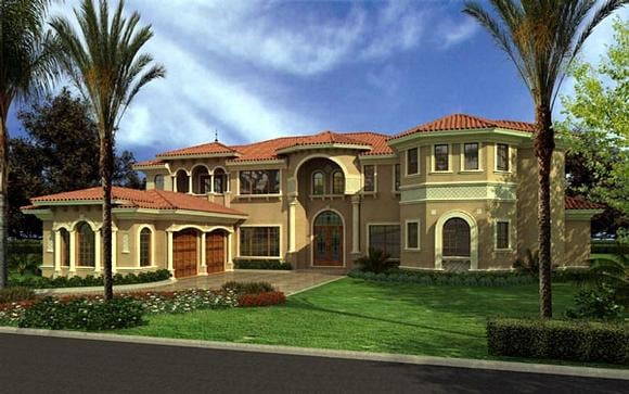 Mediterranean House Plan 55807 with 7 Beds, 9 Baths, 2 Car Garage Elevation