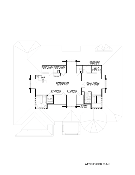 Mediterranean House Plan 55809 with 5 Beds, 7 Baths, 3 Car Garage Third Level Plan