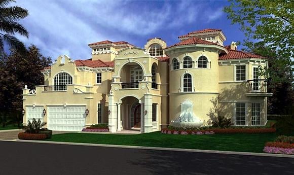 Mediterranean House Plan 55809 with 5 Beds, 7 Baths, 3 Car Garage Elevation