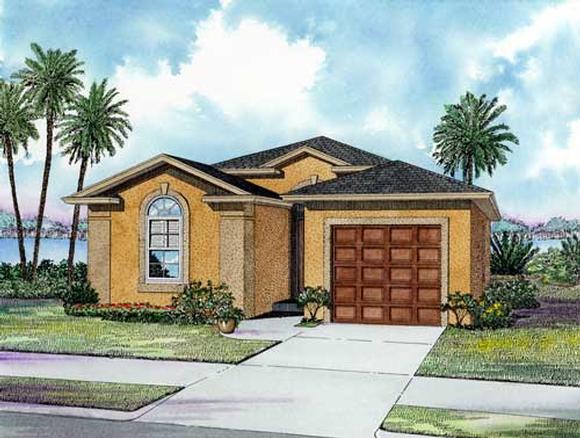 One-Story House Plan 55810 with 3 Beds, 2 Baths, 1 Car Garage Elevation