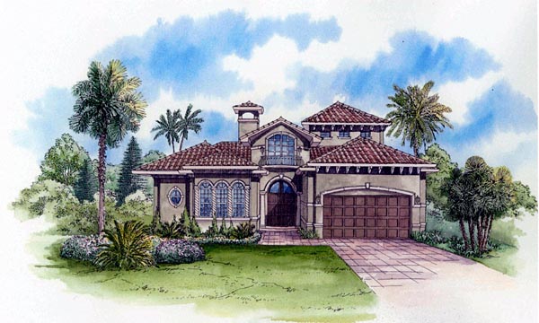 House Plan 55841 - Mediterranean Style with 3983 Sq Ft, 3 Bed, 4