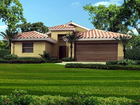 Florida, One-Story House Plan 55859 with 3 Beds, 2 Baths, 2 Car Garage Elevation
