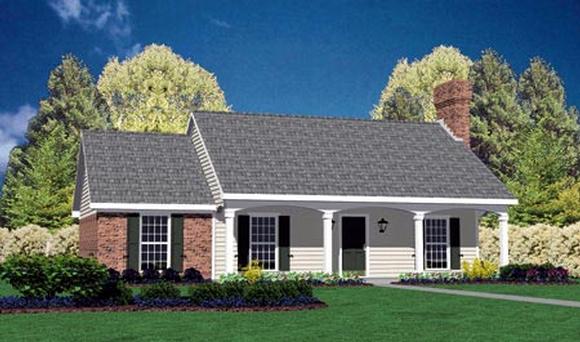 Colonial, One-Story House Plan 56010 with 3 Beds, 2 Baths, 2 Car Garage Elevation