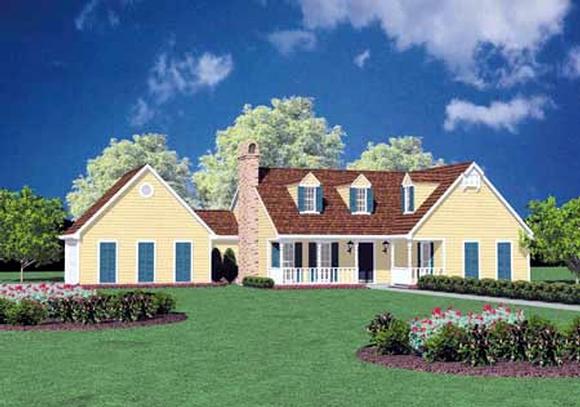 Country, One-Story House Plan 56030 with 3 Beds, 2 Baths, 2 Car Garage Elevation