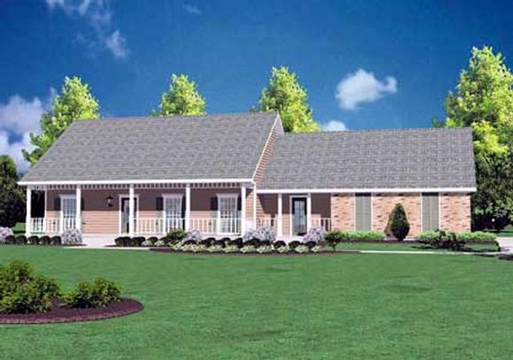 Country, One-Story House Plan 56049 with 3 Beds, 2 Baths, 2 Car Garage Elevation
