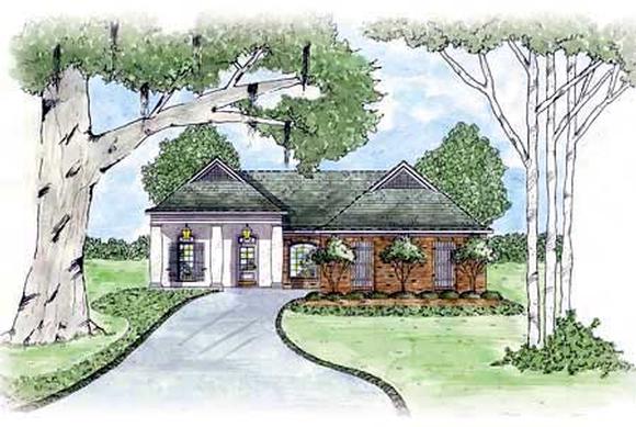 One-Story House Plan 56068 with 3 Beds, 2 Baths, 2 Car Garage Elevation