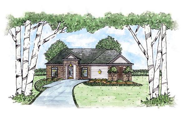 European, One-Story House Plan 56072 with 3 Beds, 2 Baths, 2 Car Garage Elevation