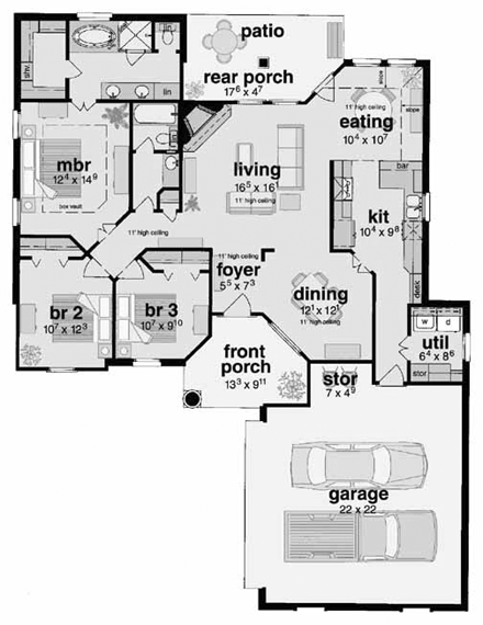 Curated visual reference: Picture Idea: House Plan 56073 One Story Style With 1495 Sq Ft