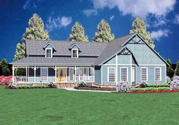 Country, One-Story House Plan 56127 with 3 Beds, 2 Baths, 2 Car Garage Elevation
