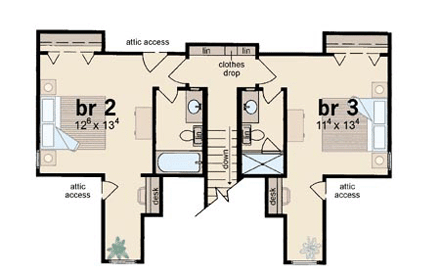 Cape Cod House Plan 56150 with 3 Beds, 4 Baths Second Level Plan
