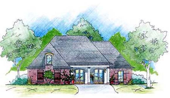 European, One-Story House Plan 56159 with 3 Beds, 2 Baths, 2 Car Garage Elevation