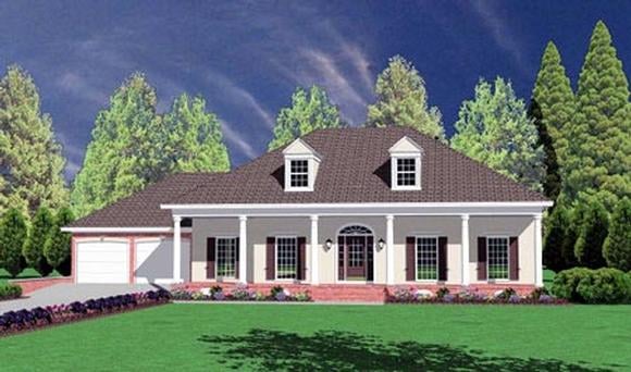 Colonial House Plan 56219 with 4 Beds, 3 Baths, 2 Car Garage Elevation