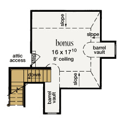 European House Plan 56266 with 3 Beds, 3 Baths, 2 Car Garage Second Level Plan