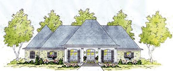 European House Plan 56284 with 3 Beds, 3 Baths, 2 Car Garage Elevation