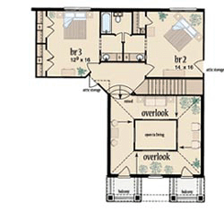 Colonial House Plan 56328 with 4 Beds, 3 Baths, 2 Car Garage Second Level Plan