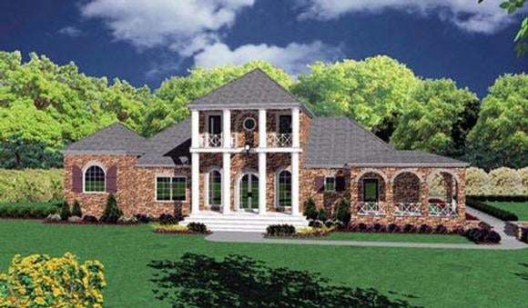 Colonial House Plan 56328 with 4 Beds, 3 Baths, 2 Car Garage Elevation