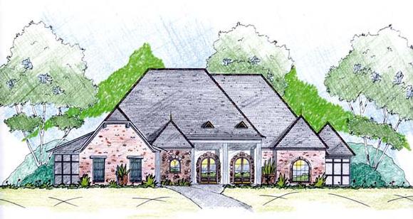 One-Story House Plan 56332 with 3 Beds, 4 Baths, 3 Car Garage Elevation