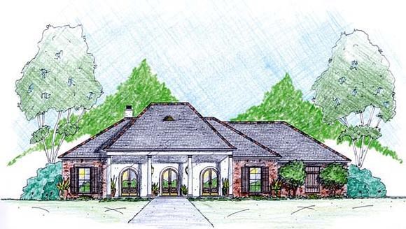 One-Story House Plan 56344 with 4 Beds, 3 Baths, 2 Car Garage Elevation