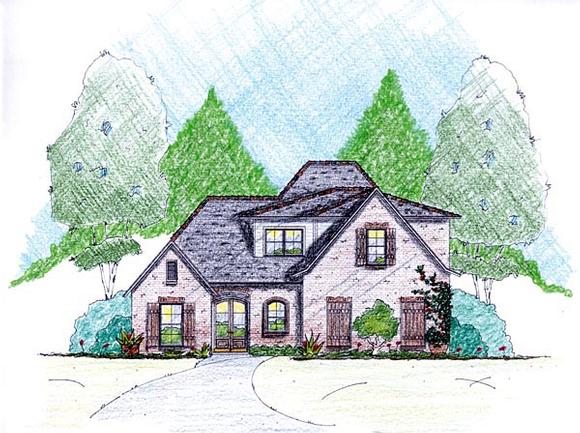 House Plan 56353 with 4 Beds, 4 Baths, 2 Car Garage Elevation