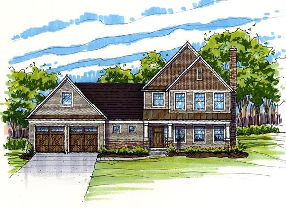 Country, Craftsman, Farmhouse, Traditional House Plan 56414 with 3 Beds, 3 Baths, 2 Car Garage Elevation