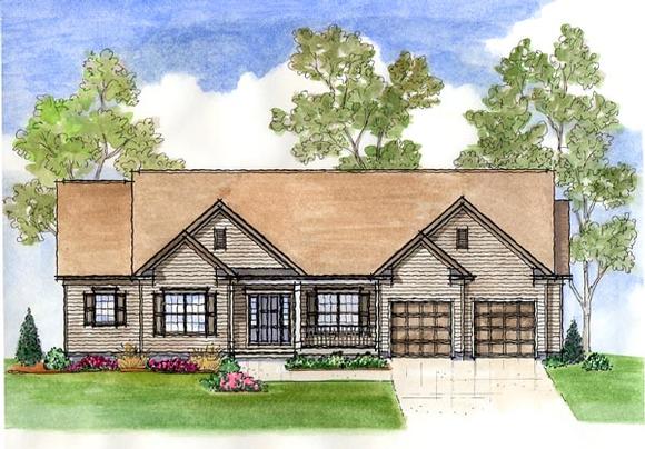 Colonial, One-Story, Ranch, Traditional House Plan 56415 with 3 Beds, 3 Baths, 2 Car Garage Elevation