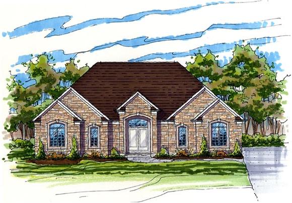 Contemporary, One-Story, Ranch, Traditional House Plan 56416 with 4 Beds, 2 Baths, 3 Car Garage Elevation