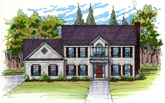 Colonial, Country, Southern, Traditional House Plan 56421 with 3 Beds, 3 Baths, 3 Car Garage Elevation