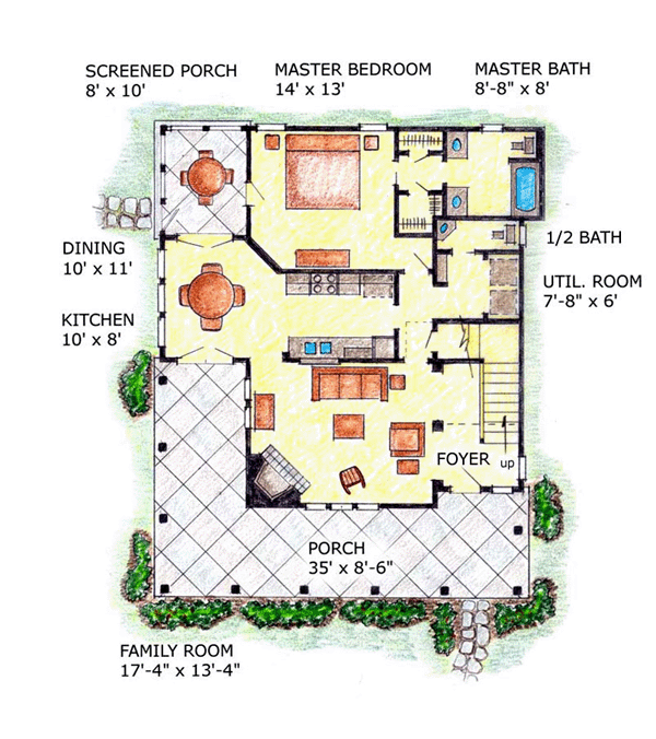 Country, Farmhouse House Plan 56506 with 3 Beds, 3 Baths Level One