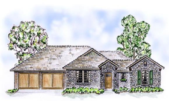 European, Traditional House Plan 56522 with 2 Beds, 3 Baths, 2 Car Garage Elevation