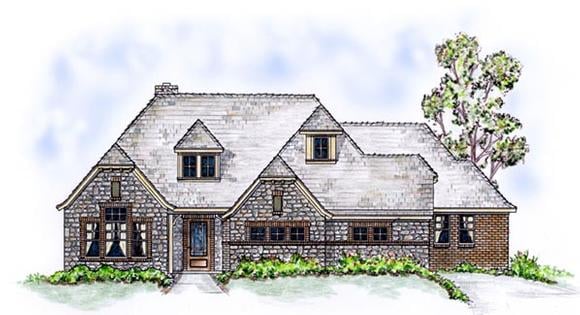 European, One-Story House Plan 56538 with 3 Beds, 3 Baths, 2 Car Garage Elevation