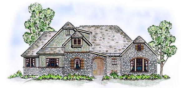 Craftsman, European House Plan 56542 with 4 Beds, 4 Baths, 2 Car Garage Elevation