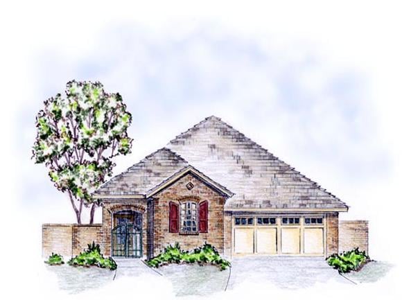 House Plan 56554 with 3 Beds, 2 Baths, 2 Car Garage Elevation