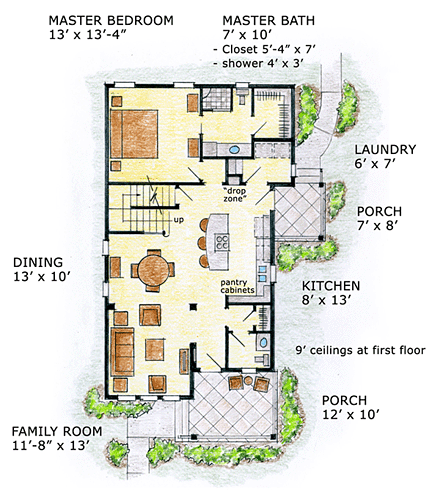 Cabin, Cottage, Craftsman, Farmhouse House Plan 56570 with 3 Beds, 3 Baths First Level Plan