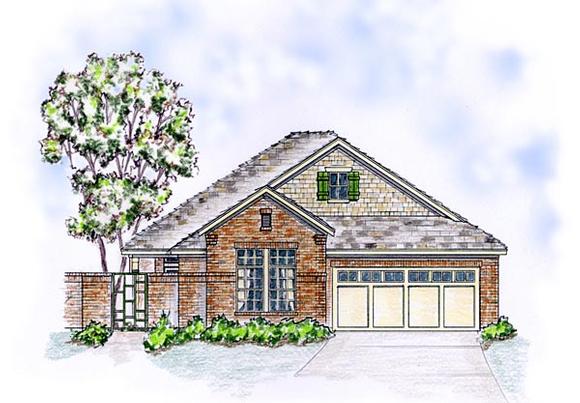 European, Ranch, Traditional House Plan 56572 with 3 Beds, 2 Baths, 2 Car Garage Elevation