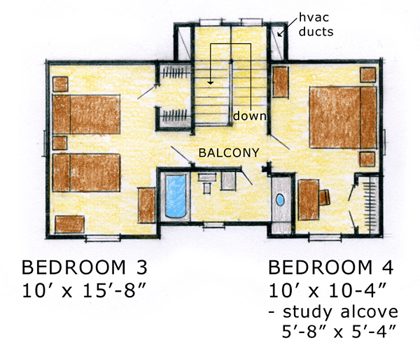 Craftsman, European, Tudor House Plan 56573 with 4 Beds, 3 Baths, 2 Car Garage Level Two