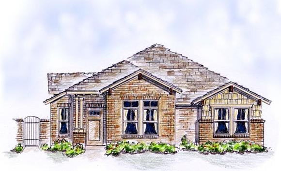 Bungalow, Country, European, Farmhouse, Traditional House Plan 56575 with 3 Beds, 2 Baths, 2 Car Garage Elevation
