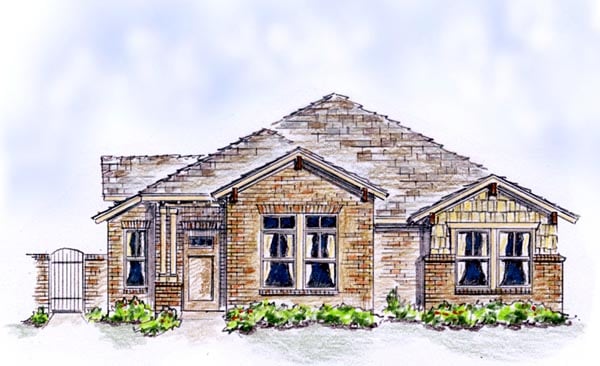 Bungalow, Country, European, Farmhouse, Traditional House Plan 56575 with 3 Beds, 2 Baths, 2 Car Garage Elevation