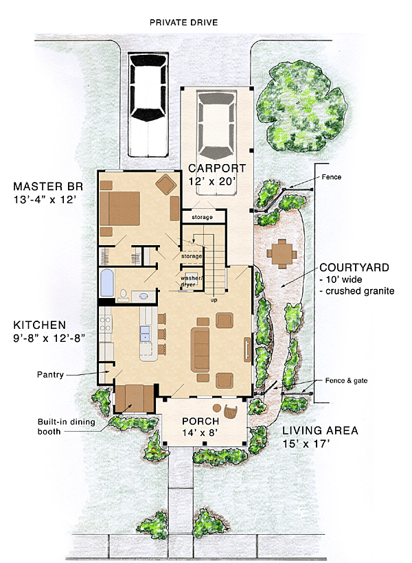 Cottage, Craftsman House Plan 56577 with 3 Beds, 2 Baths, 1 Car Garage Level One