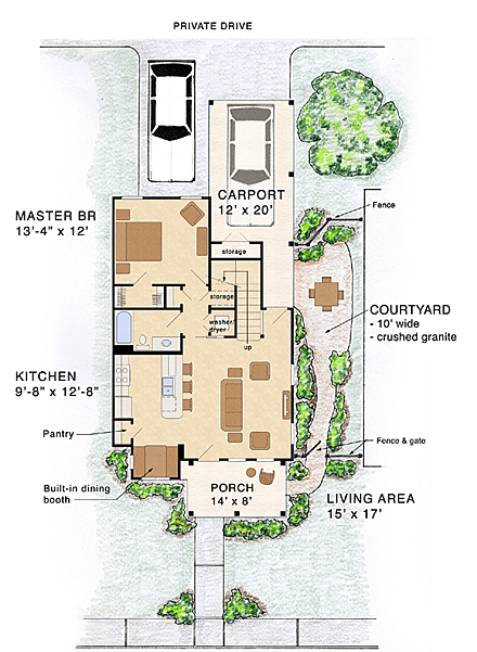 Cottage, Craftsman House Plan 56577 with 3 Beds, 2 Baths, 1 Car Garage First Level Plan