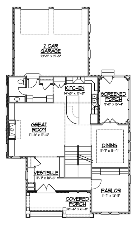 European House Plan 56603 with 4 Beds, 5 Baths, 2 Car Garage First Level Plan