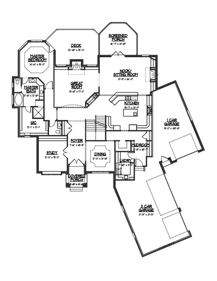 Country, European House Plan 56604 with 5 Beds, 6 Baths, 4 Car Garage First Level Plan