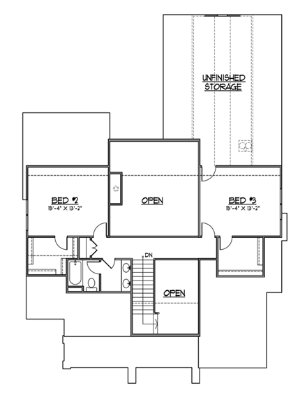 Bungalow, Craftsman House Plan 56605 with 3 Beds, 3 Baths, 2 Car Garage Second Level Plan
