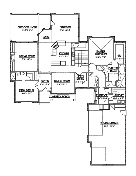 Craftsman, European House Plan 56606 with 5 Beds, 4 Baths, 3 Car Garage First Level Plan