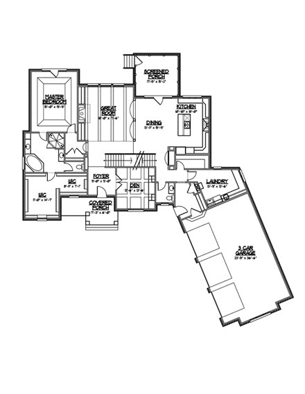 Craftsman, European House Plan 56607 with 5 Beds, 5 Baths, 3 Car Garage First Level Plan