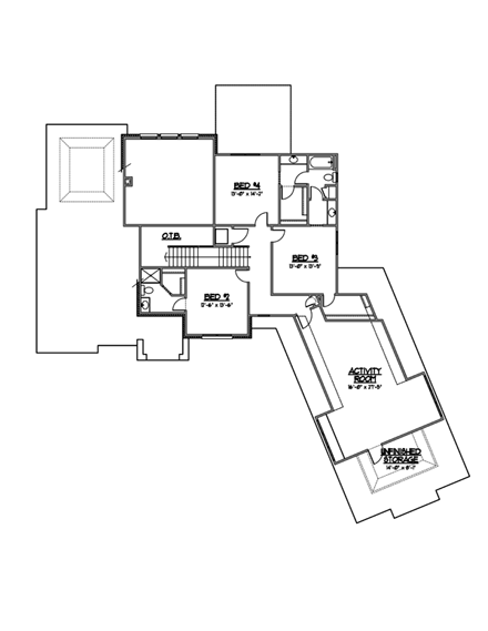 Craftsman, European House Plan 56607 with 5 Beds, 5 Baths, 3 Car Garage Second Level Plan
