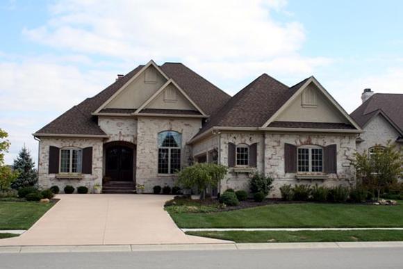 Country, European, Ranch, Tudor House Plan 56610 with 3 Beds, 4 Baths, 3 Car Garage Elevation