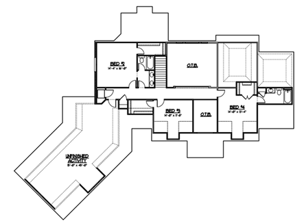 Cape Cod, Cottage, Craftsman House Plan 56621 with 4 Beds, 5 Baths, 3 Car Garage Second Level Plan