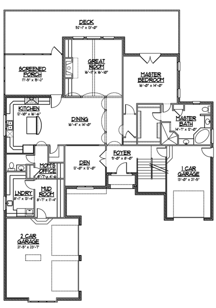 Contemporary, European, Tudor House Plan 56623 with 5 Beds, 4 Baths, 3 Car Garage First Level Plan